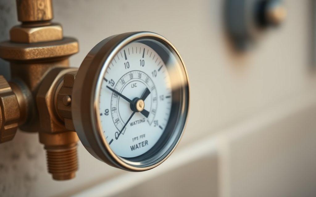 Pressure gauge on a residential water pipe